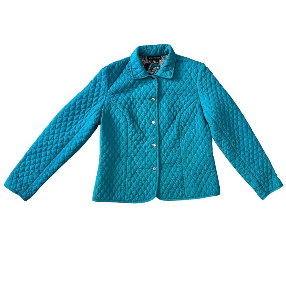 Briggs New York Quilted Aqua/Teal Jacket with Snap Closure Women’s Size Medium - Picture 2 of 12